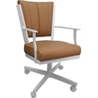 Pemberly Row Leather Dining Caster Chair Swivel Tilt in Brown on White