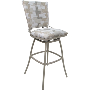 Pemberly Row 34&quot Padded Back Armless Bar Stool in White Fabric - Beige