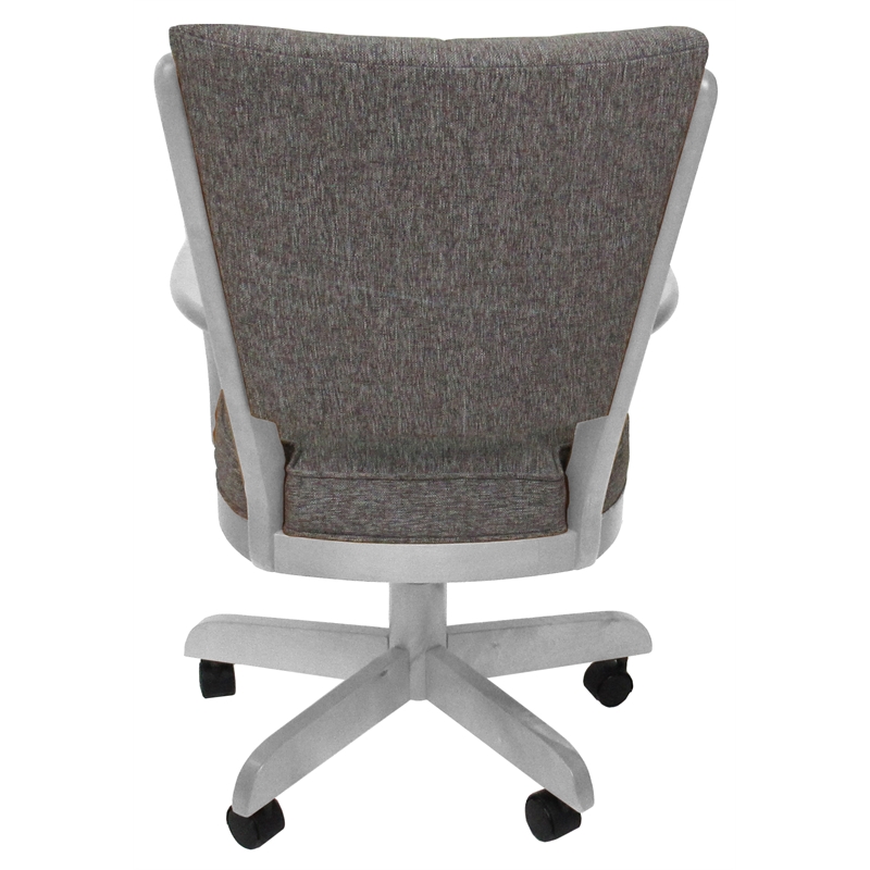 Pemberly Row Caster Solid Wood Dining Chair in Mojave Gray Fabric & White Frame