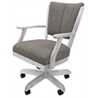 Pemberly Row Caster Solid Wood Dining Chair in Mojave Gray Fabric & White Frame
