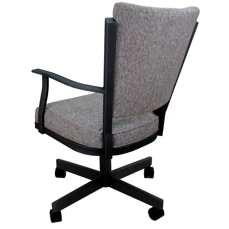Pemberly Row Swivel Dining Caster Chair in Mojave Gray Fabric with Black Frame