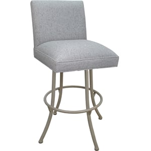 Pemberly Row Swivel Metal Extra Tall Stool 34&quot Seat in Hemsath Slate Fabric
