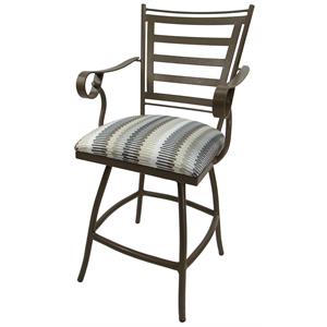 Pemberly Row Swivel Counter 26&quot Outdoor/Indoor Bar Stool with Arms
