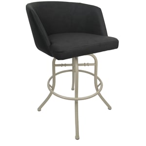 Pemberly Row Swivel Tilt Counter Metal Bar Stool 26&quot in Moonstone Charcoal Vinyl