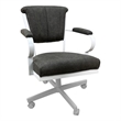 Pemberly Row Swivel Fabric & Metal Caster Dining Chair in Northwest White