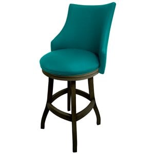 Pemberly Row 30&quot Swivel Wood Bar Stool in Teal Blue & Dark Shadow