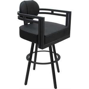 Pemberly Row Swivel Metal Bar Stool 30&quot Seat in Gray Vinyl with Gray Frame