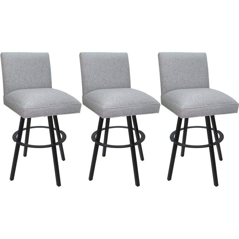 Pemberly Row Set of 3 Swivel Metal Bar Stools 30
