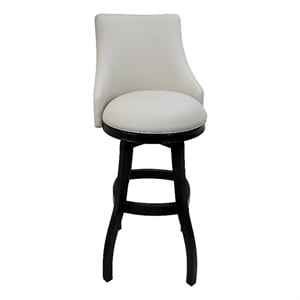 Pemberly Row Swivel Wood Counter Bar Stool 26&quot in Ocean Beige Vinyl