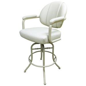 Pemberly Row Contemporary 26&quot Vinyl Swivel Tilt Counter Stool in Beige