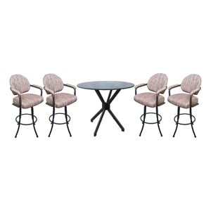 Pemberly Row Pub Set with 26&quot Swivel Counter Stools in Madder