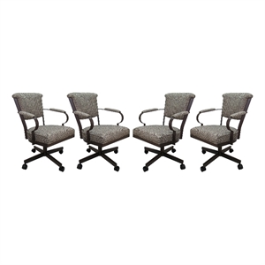 Pemberly Row Contemporary Set of 4 Swivel Metal Caster Dining Chairs