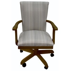 Pemberly Row Swivel Solid Wood Dining Caster Chair on Wheels in Natural