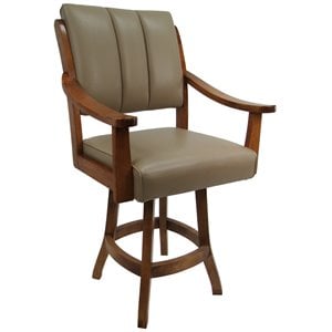 Pemberly Row 26&quot Swivel Counter Stool in Taupe Brown Fabric with Brown Frame