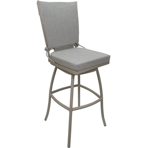 Pemberly Row Outdoor/Indoor Counter 26&quot Bar Stool Armless in White Fabric