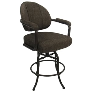 Pemberly Row Swivel Tilt Counter Metal Bar Stool 26&quot in Sanora Brown Fabric