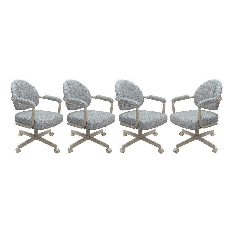 Pemberly Row Set of 4 Swivel Metal Dining Caster Chairs in Hemsath Slate
