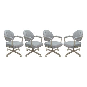 Pemberly Row Set of 4 Swivel Metal Dining Caster Chairs in Hemsath Slate