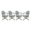 Pemberly Row Set of 4 Swivel Metal Dining Caster Chairs in Hemsath Slate