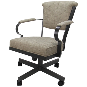 Pemberly Row Swivel Metal Caster Dining Chair in Hemsath Driftwith Grey Frame