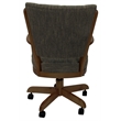 Pemberly Row Swivel Caster Solid Wood Dining Chair in Sanora Brown Fabric