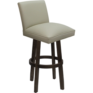 Pemberly Row Swivel Counter Stool 26&quot in Ocean Beige Vinyl with Walnut Frame