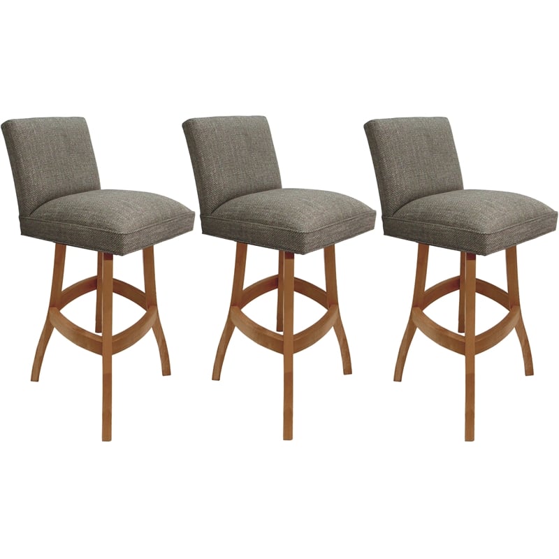 Pemberly Row Set of 3 Swivel Wood Bar Stools 30