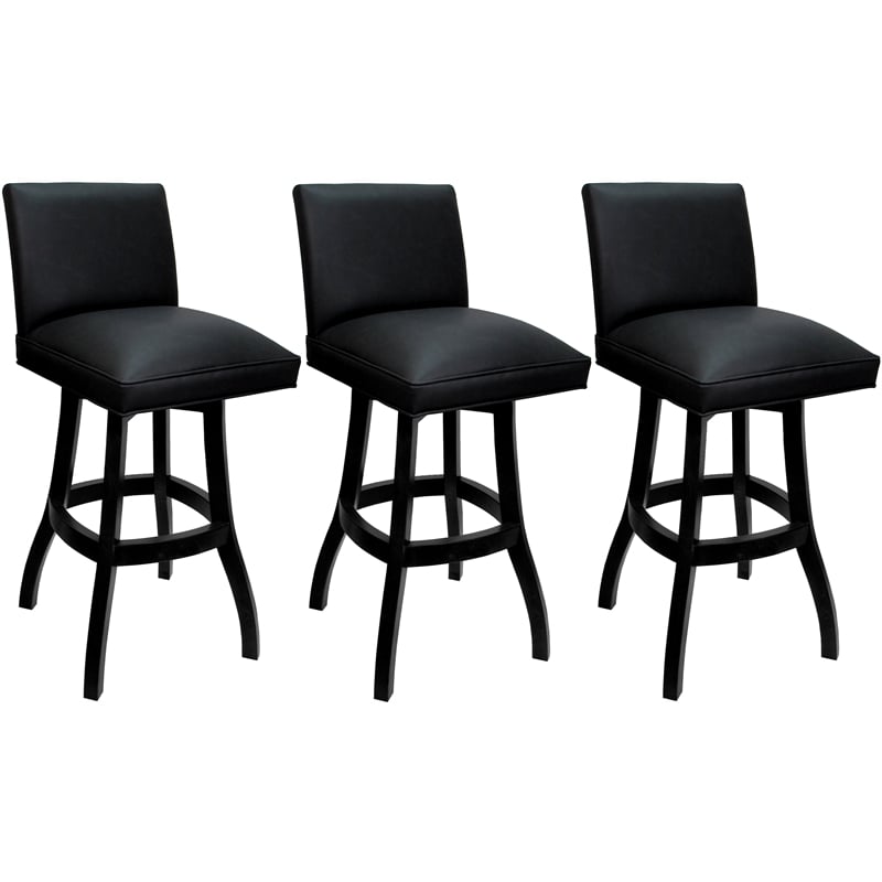 Pemberly Row Set of 3 Swivel Wood Bar Stools 30