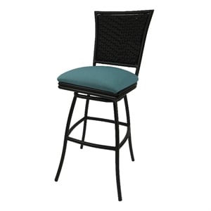 Pemberly Row Indoor/30&quot Swivel Bar Stool without Arms in Aqua Linen Fabric