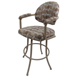 Pemberly Row 30&quot Vinyl Upholstered Swivel Bar Stool in Camber Latte & Beige