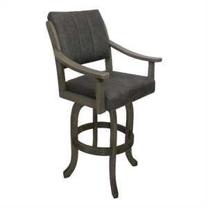 Pemberly Row Swivel Bar Stool 30&quot in Elk Charcoal Fabric with Asian Gray Frame