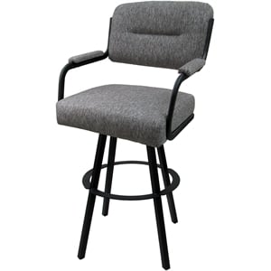 Pemberly Row Swivel Counter Metal Bar Stool 26&quot in Mojave Gray with Black Frame