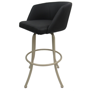 Pemberly Row Swivel Counter Bar Stool 26&quot in Black Lava Vinyl with Beige Frame