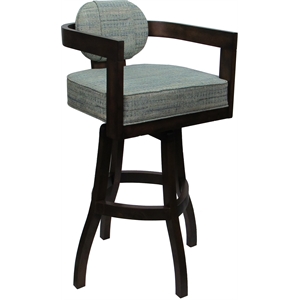 Pemberly Row Swivel Bar Stool 30&quot in Aquatint Teal Fabric with Dark Walnut Frame