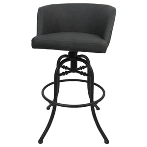 Pemberly Row Swivel Tilt Bar Stool 30&quot in Charcoal Vinyl with Black Frame