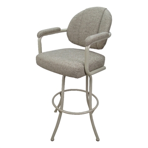 Pemberly Row Swivel Bar Stool 30&quot in Driftwood Tan Fabric with Beige Metal Frame