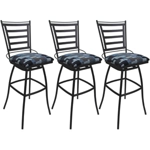 Pemberly Row Set of 3 Swivel Counter Stools 26&quot Armless in Flint Fabric