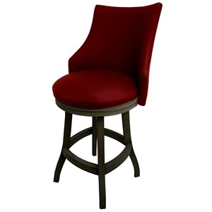 Pemberly Row 26&quot Swivel Wood Counter Stool in Red & Dark Shadow