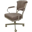 Pemberly Row Swivel Tilt Metal Caster Chair in Beige Fabric with Beige Frame