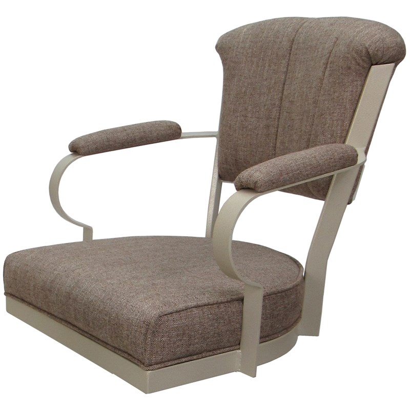 Pemberly Row Swivel Tilt Metal Caster Chair in Beige Fabric with Beige Frame