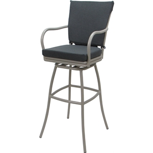 Pemberly Row Swivel Extra Tall Stool 34&quot in Charcoal Fabric with Beige Frame