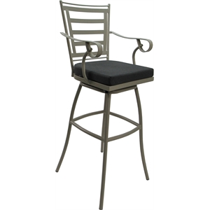 Pemberly Row Swivel Extra Tall Stool 34&quot in Charcoal Fabric with Beige Frame