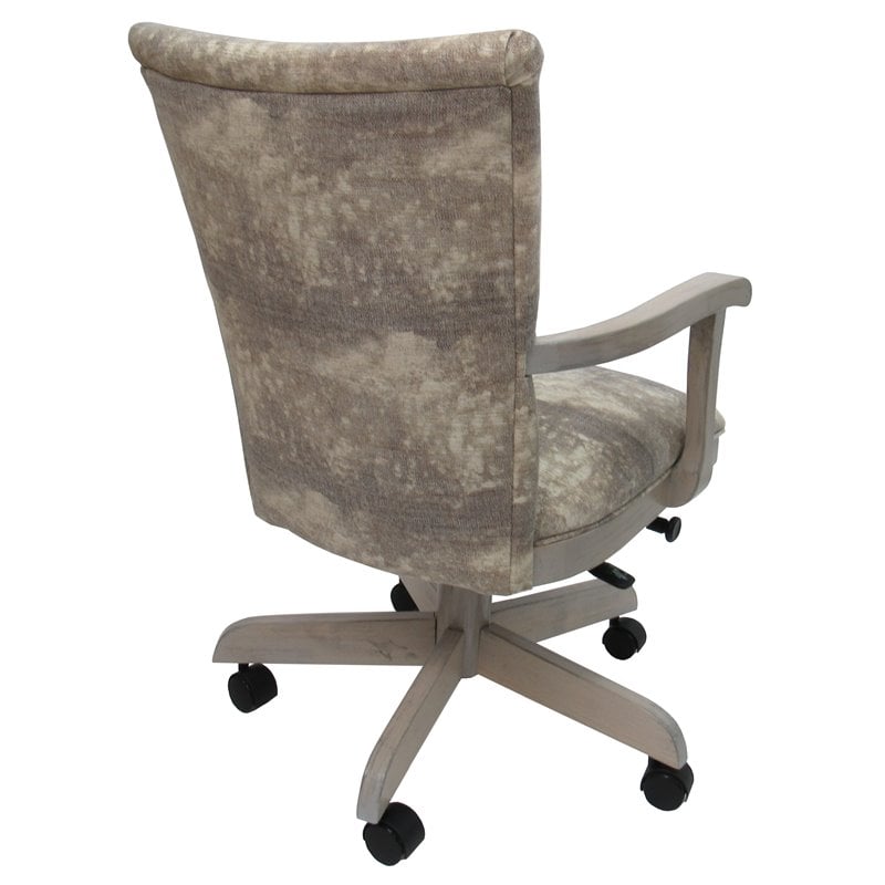 Pemberly Row Swivel Wood Dining Caster Chair on Wheels in Mountain Brown
