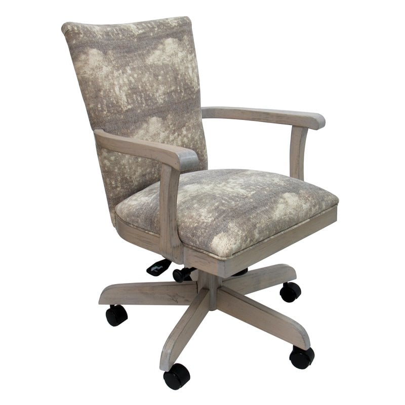 Pemberly Row Swivel Wood Dining Caster Chair on Wheels in Mountain Brown
