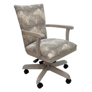 Pemberly Row Swivel Wood Dining Caster Chair on Wheels in Mountain Brown