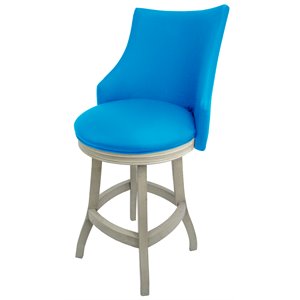 Pemberly Row Contemporary 26&quot Swivel Wood Counter Stool in Blue & White