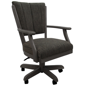 Pemberly Row Caster Dining Chair in Sanora Brown Fabric with Dark Grey Frame