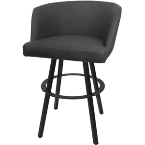 Pemberly Row Swivel Bar Stool 34&quot in Moonstone Charcoal Vinyl with Gray Frame
