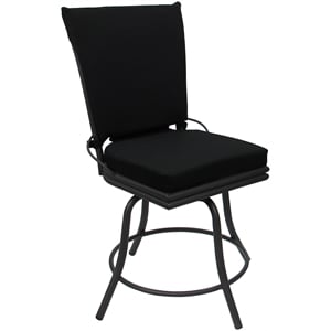 Pemberly Row Patio Dining Chair without Arms in Black with Gray Frame