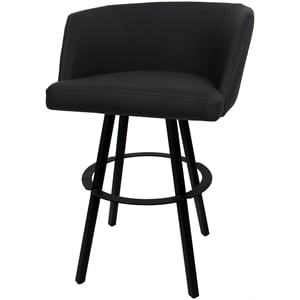 Pemberly Row Counter Swivel Metal Bar Stool 26&quot in Black Vinyl with Black Frame